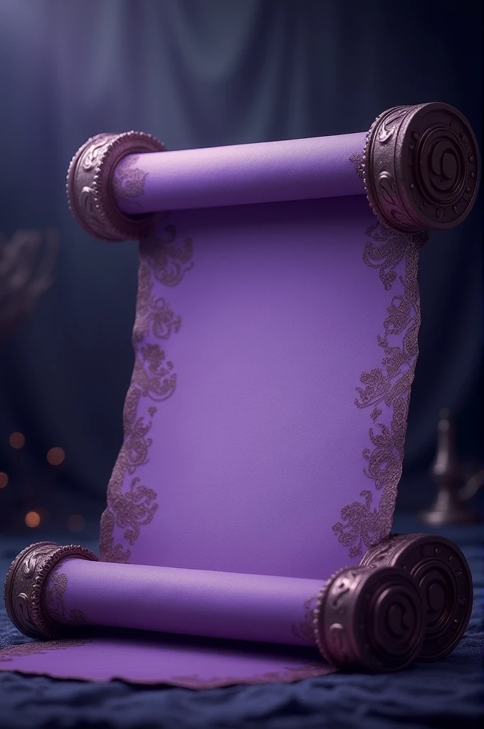 Open purple scroll with nothing written inside