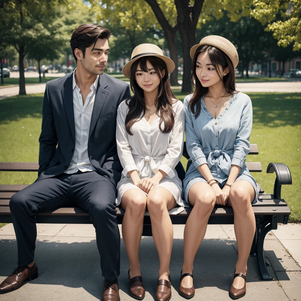man and woman sitting on a park bench