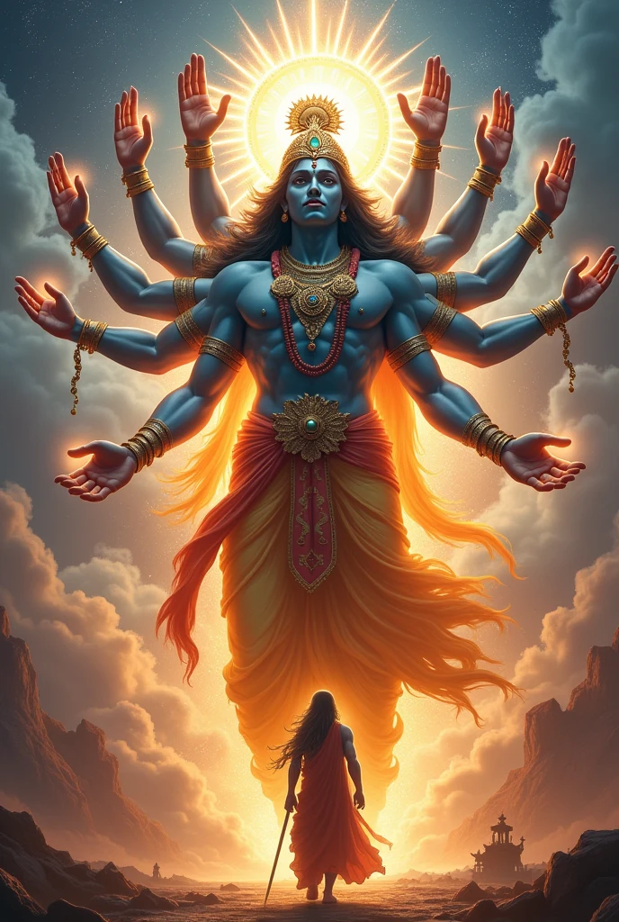 Mahabharat Krishna show the 10 head
front of arjun