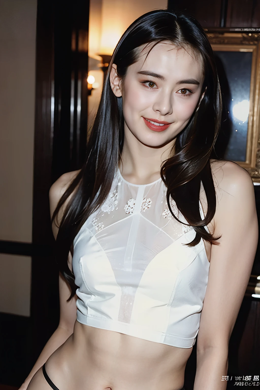 (Highest quality,8k,masterpiece),Photorealistic,Realistic,
Realistic skin,Detailed skin,
Big Breasts,Depict genitals,
White lace sheer lingerie,