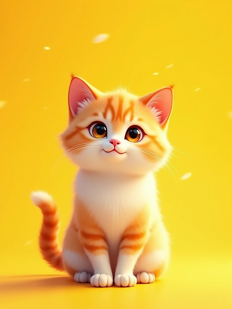 A cute cat, yellow background, curious, logo