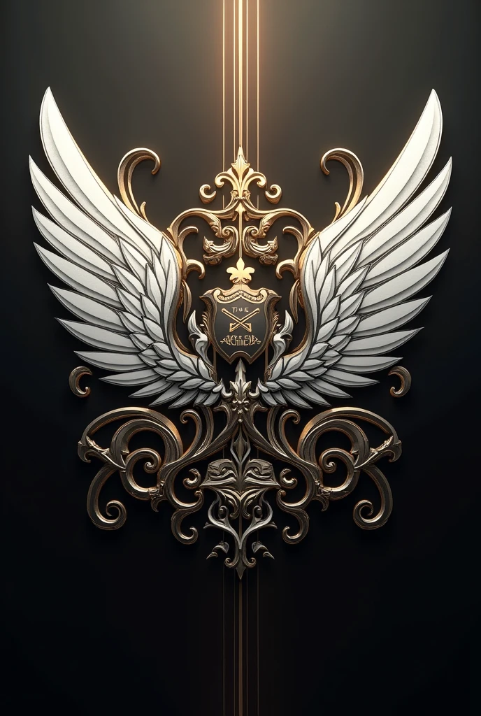 Silver and gold emblem. With white half wings inside. At center mention "THE COMRADES"