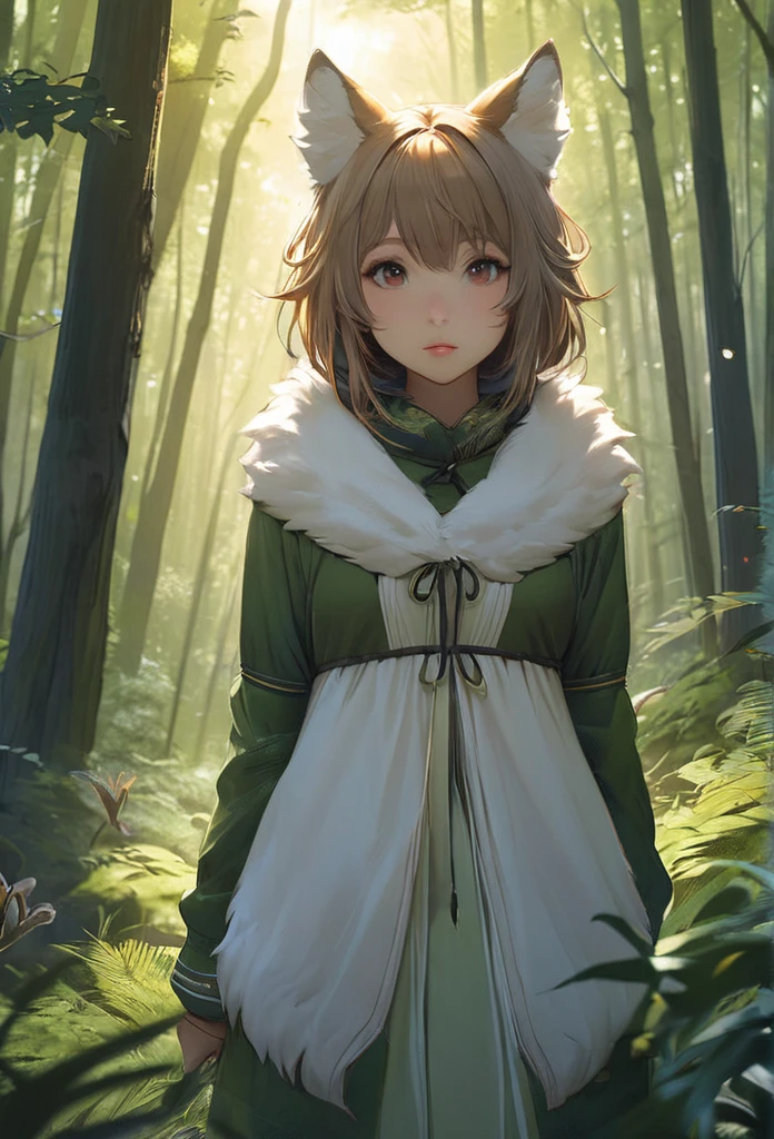 (masterpiece, Highest quality:1.2), furry girl in forest, beautiful girl, alone,