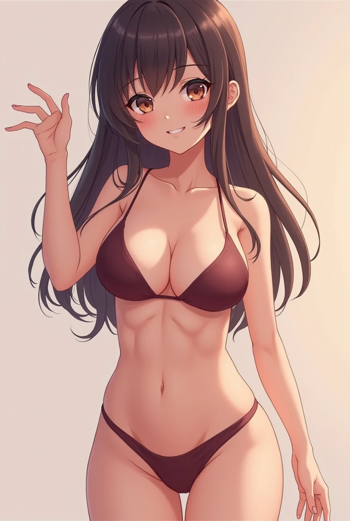 Generate a 4k realistic looking anime type girl who is showing her boobs and vagina and not wearing anything.
