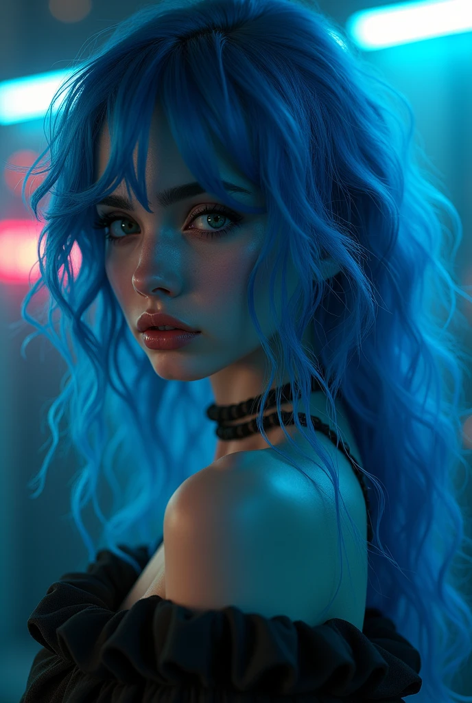 a beautiful detailed blue-haired girl, hyperrealistic, dark fantasy, cinematic 80s style, photorealistic, digital painting, highly detailed, hyper detailed, realistic, dramatic lighting, vibrant colors, intricate details, octane render, 8k, masterpiece