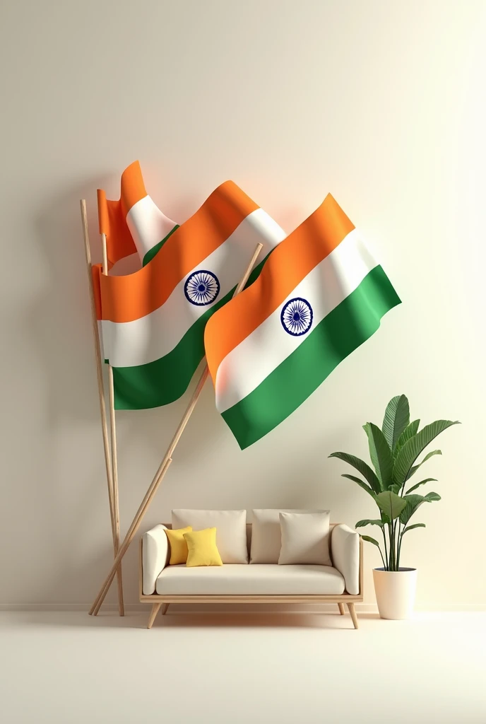 (3D) (Realistic);a 78th india independence day celebration Poster Flag a Orange Colour Flag multiple with sofa and Another layer of white flag Ashoka Chakra multiple with sofa and green flag multiple with another sofa and Finally the order of the Flag orange, white, green