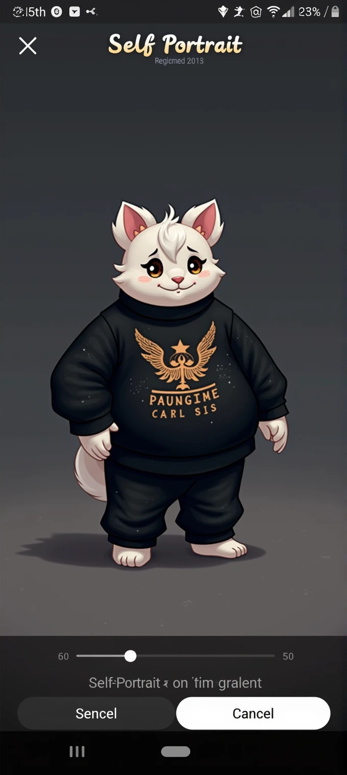 I want to create a cute Furry image of myself for my avatar background. Suggestions for appearance and personality: About appearance: white and little black, with a black speckled shirt and black pants. As for personality: friendly, gentle and cheerful.