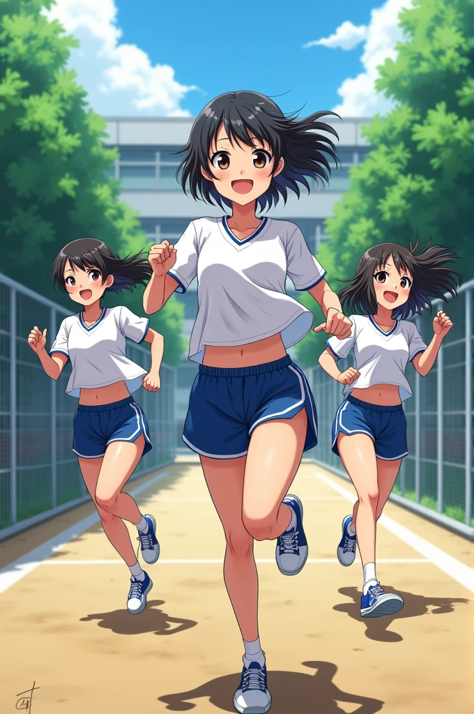 Japanese, middle School girls, Wearing gym clothes, Shortcuts, Only slightly tanned skin, School