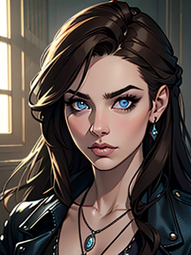 (best quality,4k,8k,highres,masterpiece:1.2),ultra-detailed,(realistic,photorealistic,photo-realistic:1.37),HDR,UHD,studio lighting,ultra-fine painting,sharp focus,physically-based rendering,extreme detail description,professional,vivid colors,bokeh,girl,beautiful detailed eyes,beautiful detailed lips,extremely detailed eyes and face,longeyelashes,dark eyebrows,long hair,black cargo jacket,light brown hair,blue eyes,portrait,soft color palette,natural lighting, goth necklace, holding puffy dog