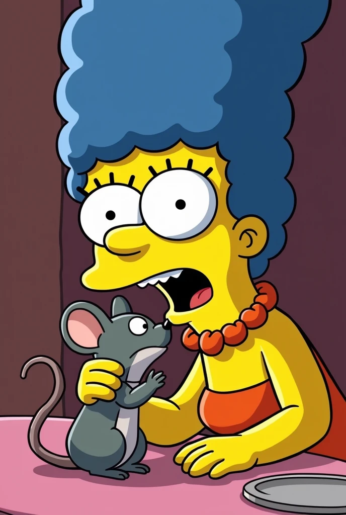 Marge Simpson having oral sex with mouse 
