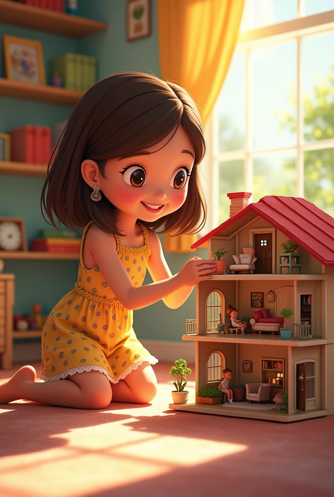 Lilly playing with dollhouse 
