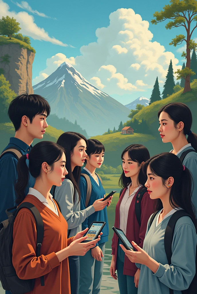 In a country full of contrasts and varied landscapes, seven students were spread across different provinces, united only through their screens. Although their homes were miles apart, their hearts and minds connected every day through technology. Each of them faced their own academic and personal challenges, but mutual support and camaraderie were the bridge that kept them together on their learning journey. They are two men
