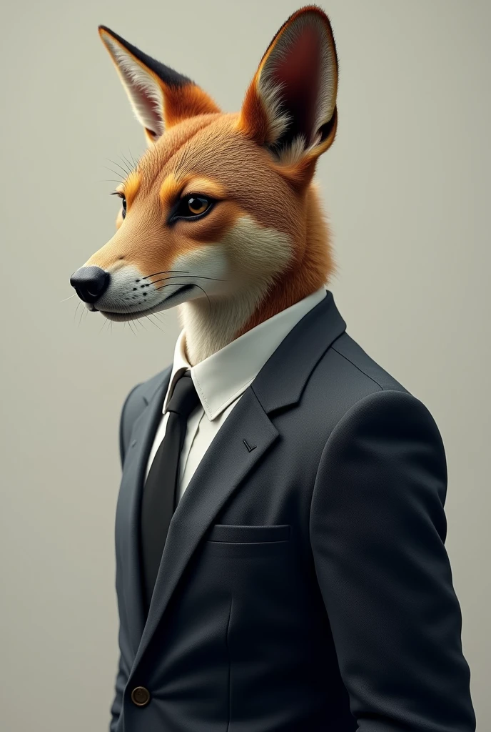 A medium-sized animal in a suit looking forward like a realistic profile picture, only the face