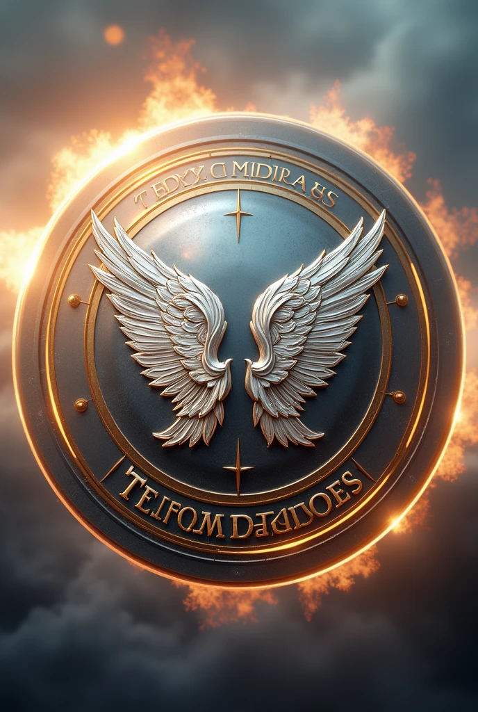Silver and gold unique premium emblem. With white half wings inside. At down center mention name "THE COMRADES"