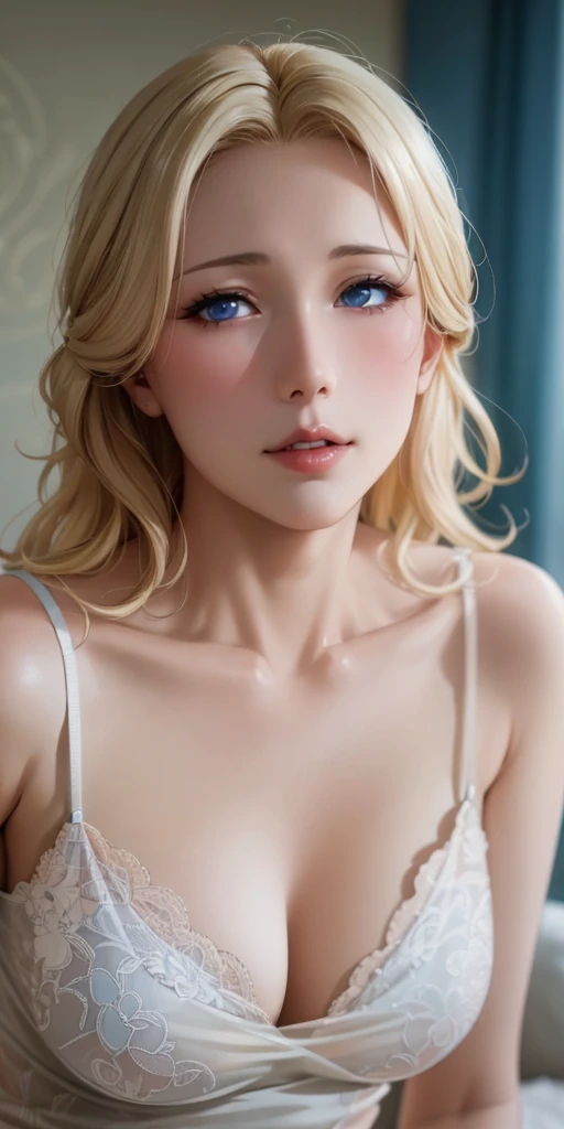 Elegant mature female, milf, blue eyes, blonde hair, soft light, high detailed, 4k resolution, high quality, beautiful cg,