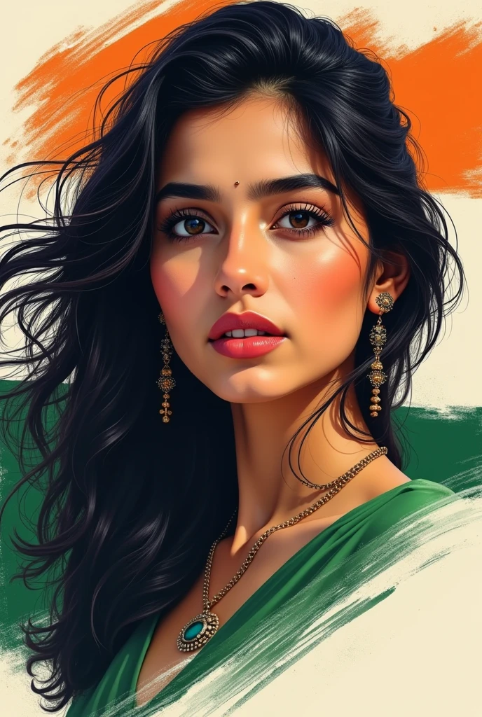 T shirt name is Rekha one girl front look
Indian flag