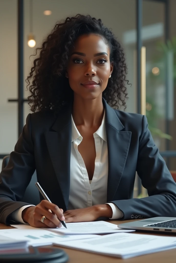 Une gestionnaire financier noire au bureau