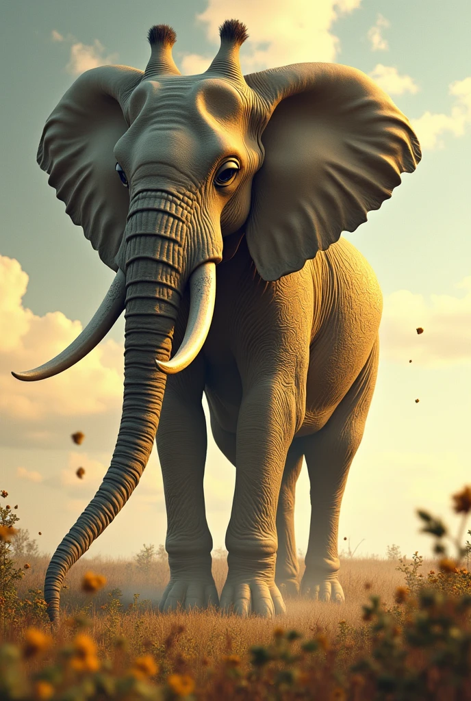 an elephant in the body of a giraffe