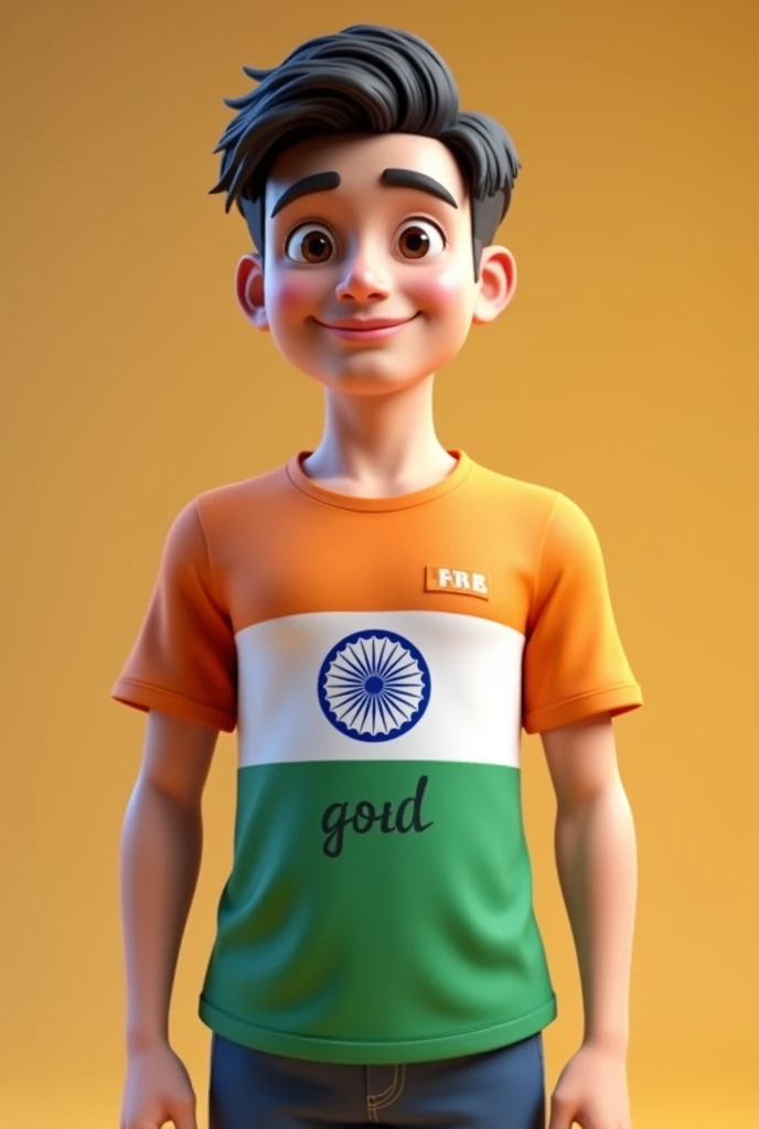 3d image Ek 18+ The boy who is wearing a T-shirt and has the Indian flag on his T-shirt and the boy&#39;s name is good and his name is written on his T-shirt 