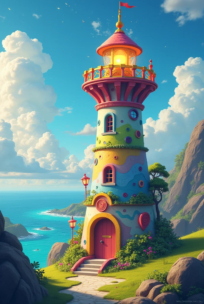 Lighthouse of Childlike Heart」On the other side of the mountain and the sea there is a colorful tower,Ambilight,Like a colorful dream