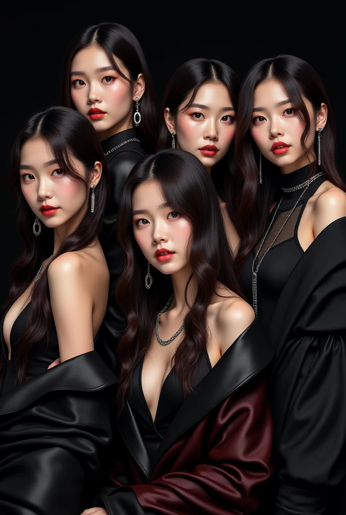 Black K-pop cover with 7 realistic beautiful girls 