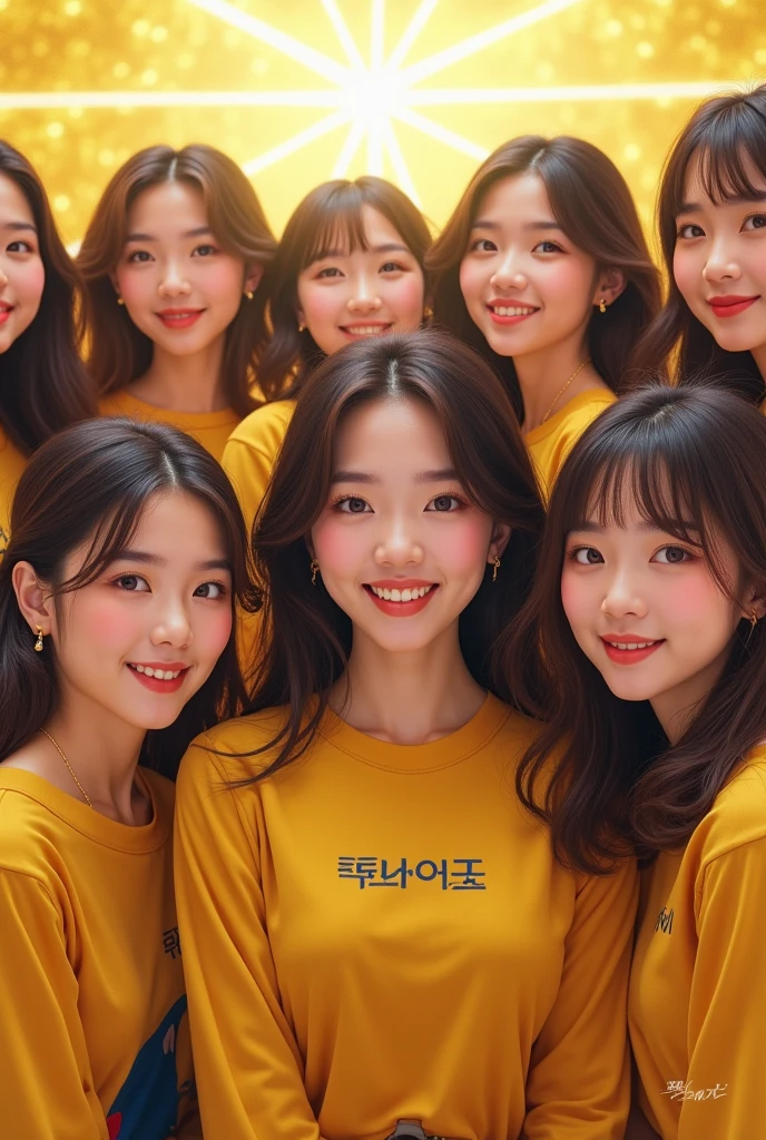 Yellow K-pop fan club with 7 realistic beautiful girls