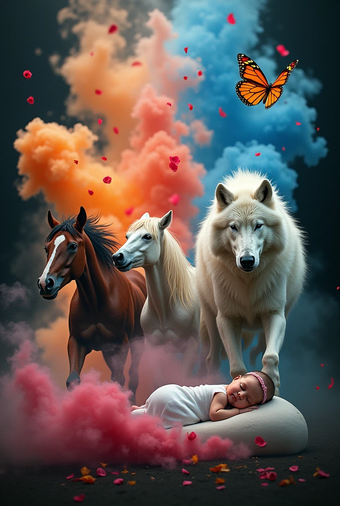 Petites créations du jour :
Des chevaux entrain de courir avec un fond noir avec une explosion de fumée colorée.
Magnifique loup blanc entrain de sauter avec un fond noir avec une explosion de fumée coloré
Nouveau-né entrain de dormir avec un fond noir avec une explosion de fumée
Femme soufflant des pétales de roses avec un fond noir avec une explosion de fumée colorée
Gros papillon volant dans un fond noir avec une explosion de fumée rose et mauve.
Ecrire "bonjour voiron " en Franczis