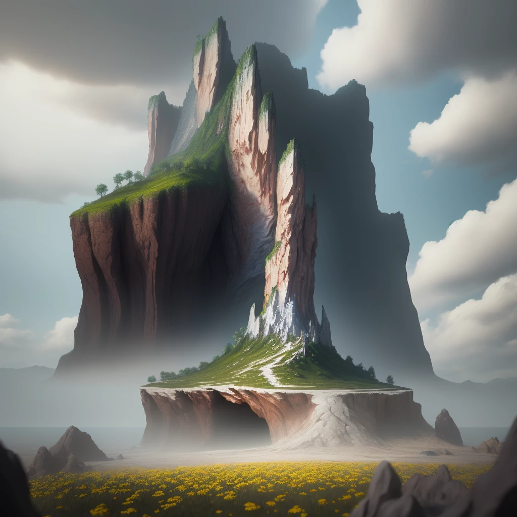 (photorealism:1.2), a cliff many flowers, colorful flowers, beautiful sky, matte painting 8k, matte paint 8K, vertical wallpaper 8K, vertical wallpaper 8K, vertical wallpaper 4K, vertical wallpaper 4K, lost series, realistic fantasy rendering, digital painting with 8K resolution, digital painting with 8K resolution, Jessica Rossier fantasy art, 4K rendered matte painting, matte paint rendered in 3D