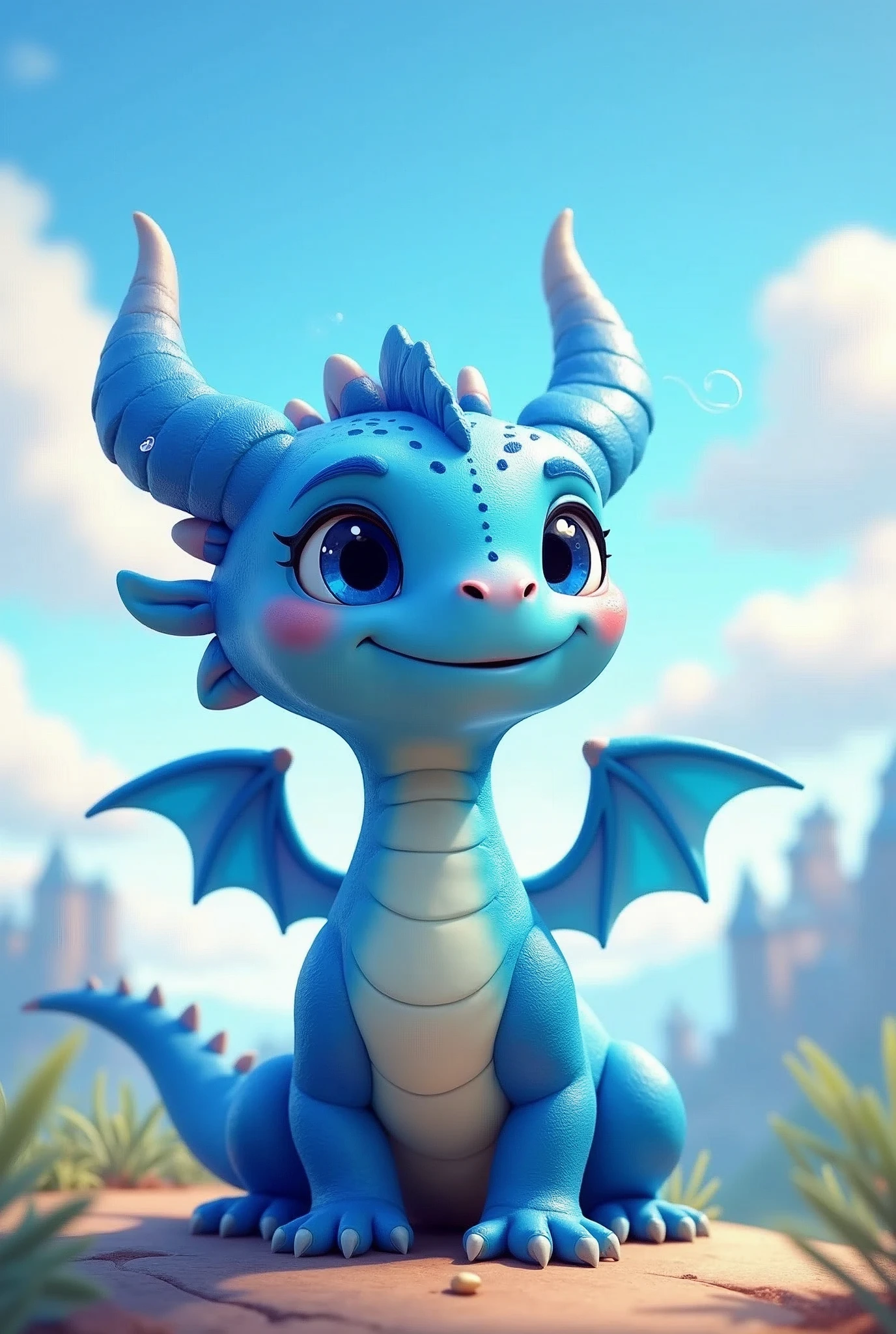 (photorealism:1.2), dragon, cartoon, predominant color blue and scy blue