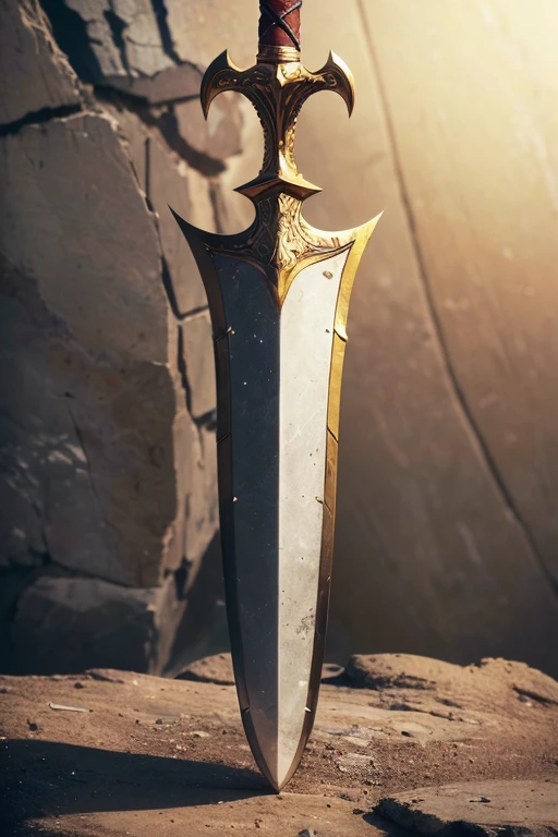 Giant Sword, in a stone, (best quality, masterpiece, ultra detailed, ultra high res, photorealistic, raw photo, absurdres, absolutely resolution:1.3), detailed background, 