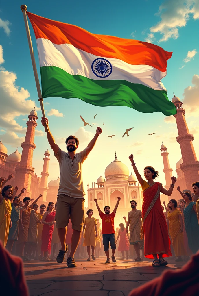 A picture of Indian independence day with India's pridefull moments and having my brand name 'AISHWARIYA ENTERPRISES' on it