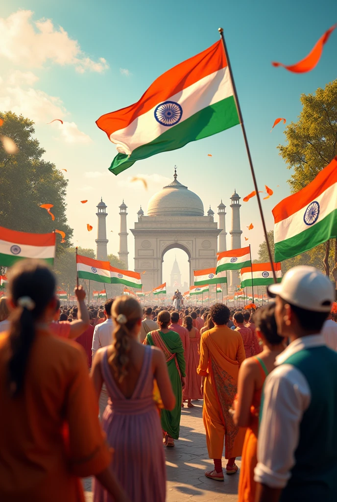 Vels construction company celebration of independence day celebration in india flags