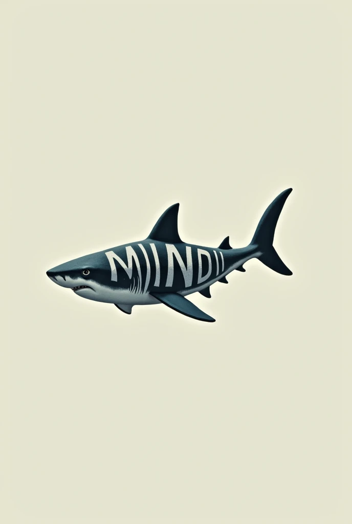 Image of a shark created with the word MIND, where only the word MIND is visible.