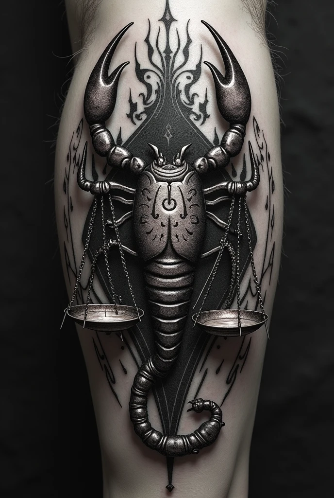 Je voudrais un scorpion et une balance qui se mélange pour faire un tatouage