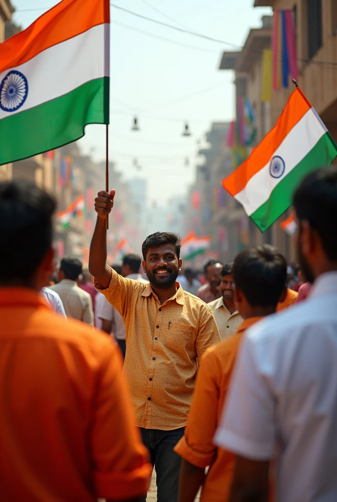 Vels construction company celebrate independence day in karaikudi (India) with flags and happiness