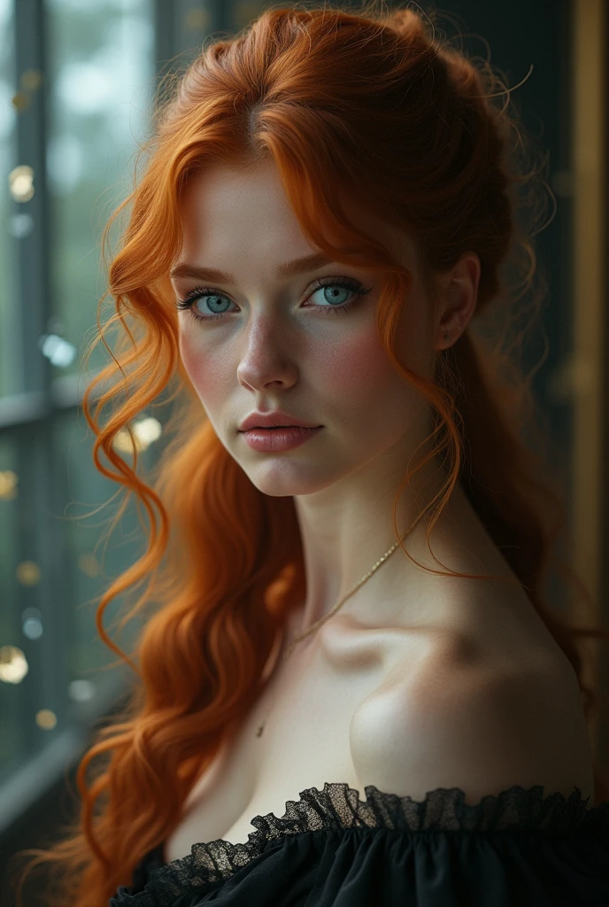(solo, full body photo:1.3), (action packed:1.3), (haze, fog, mist:1.3), chiaroscuro, best quality, photorealistic, 1woman, (cute), (24yo:1.2), redhead, long ginger hair highly detailed, 1700'S, digital photography, art by artgerm and ruan jia and greg rutkowski surreal painting gold butterfly filigree, broken glass, (masterpiece, sidelighting, finely detailed Fashionable eyes: 1.2) (perfect oval large eyes that gazes at the viewer), beautiful detailed face, blue gorgeous perfect eyes, (blonde hair ponytail), (attractive young woman:1.3), (thick amazing hair), (seductive:1.1), (blushing:1.1)