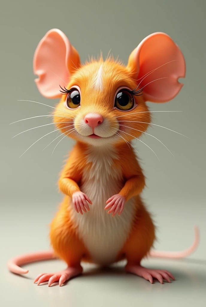 A marbled orange mouse without an ear