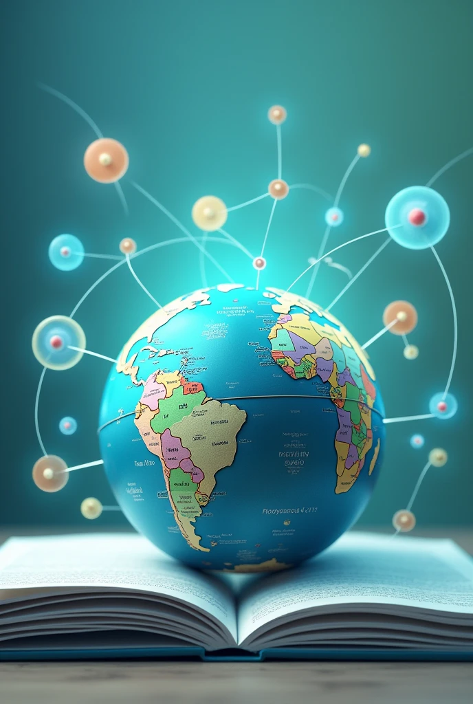 Create an image featuring a central globe, symbolizing global education, with open books surrounding it. The globe should have connecting lines between different countries, highlighting the international aspect of the seminar. The overall style should be professional and modern, with a focus on knowledge exchange and global connectivity. The color palette can include shades of blue and green to represent education and growth. The image should convey the theme of the II Seminário Internacional de Educação Profissional de Sergipe, emphasizing its global reach and educational significance