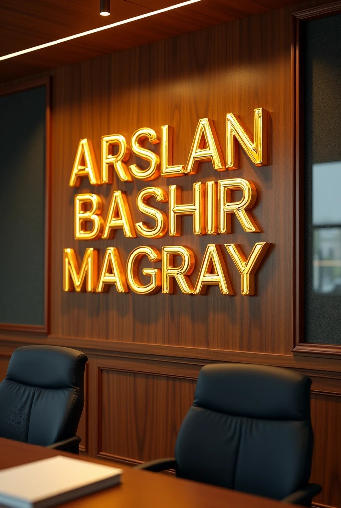 Write, Arslan Bashir Magray, on office wall in Golden words