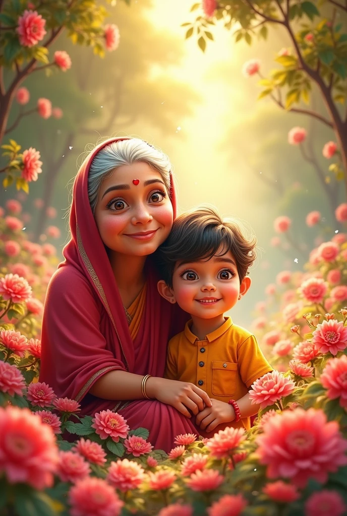 A curvy traditional kerala grandma licking a young boy 