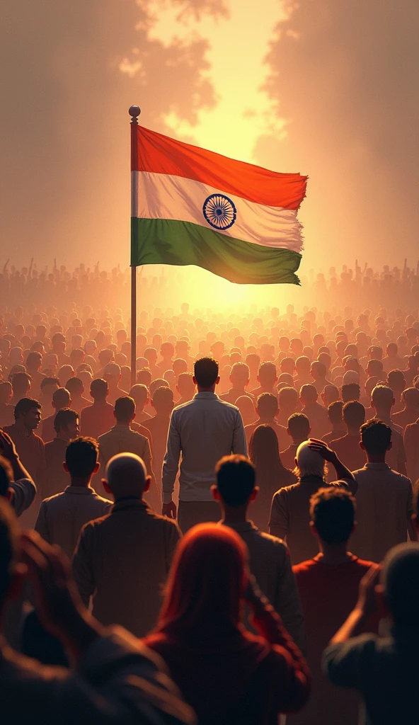 Many person who salute Indian flag