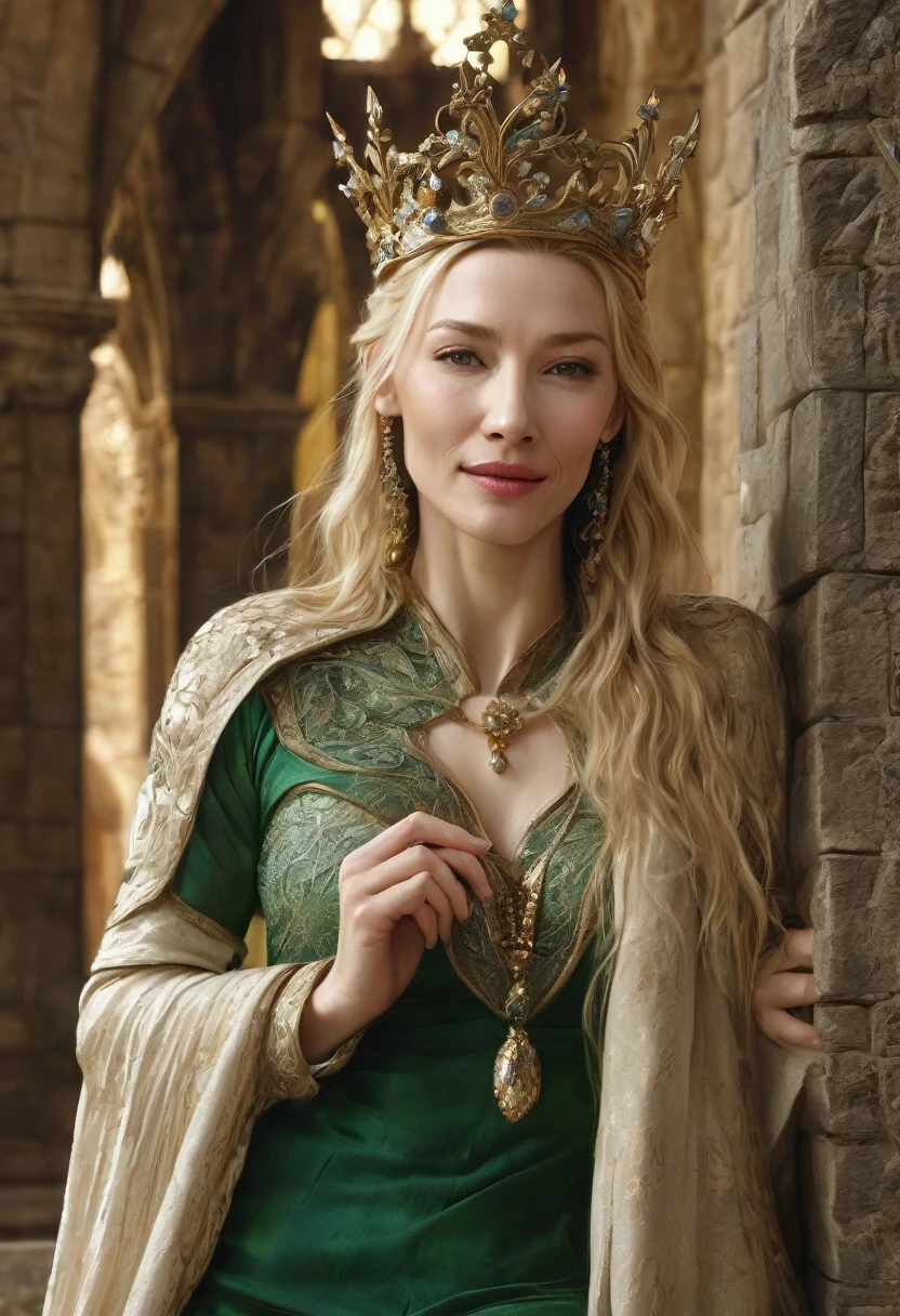 (((((NSFW))))), (((((Semi-nude))))), (((TİTS))), (((((Open legs wide))))), (((lure))), (((((seductive smile))), Thigh-legged、((Cate Blanchett), (galadriel)), Model shooting style, Resembles Keira Knightley, (Highly detailed CG Unity 8k wallpaper), Full body photos of the most beautiful works of art in the world, Medieval witches in England, Green Voucher, Pearly skin,Golden Crown, diamond, Detailed background of medieval architecture, Professional, majestic oil painting by Ed Blinky, Atey Gailan, Studio Ghibli, director: Jeremy Mann, Greg Manzagin, Antonio Moro, Trending on Art Station, CGSociety Trends, Complex, Attention to detail, Sharp focus, dramatic, Realistic painting art by Midjourney and Greg Rutkowski