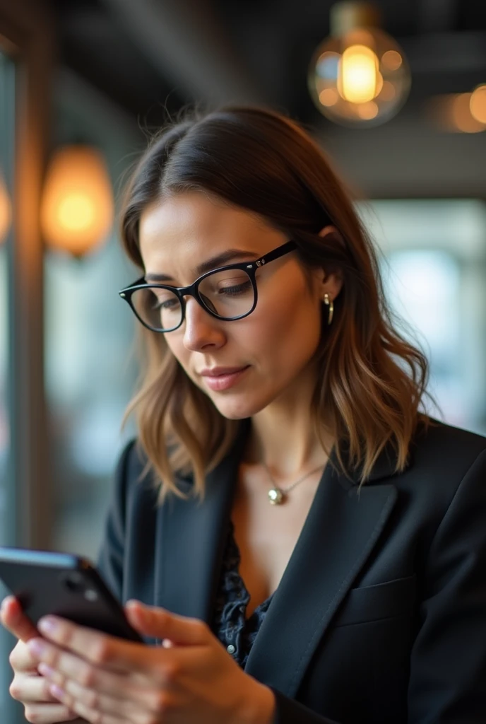 Women in his mis 30s scrolling through mobile