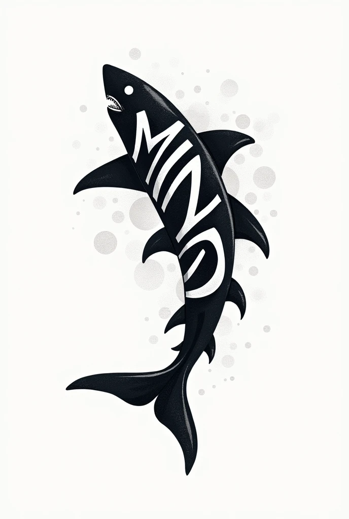 Image of a shark calligram created with the word MIND