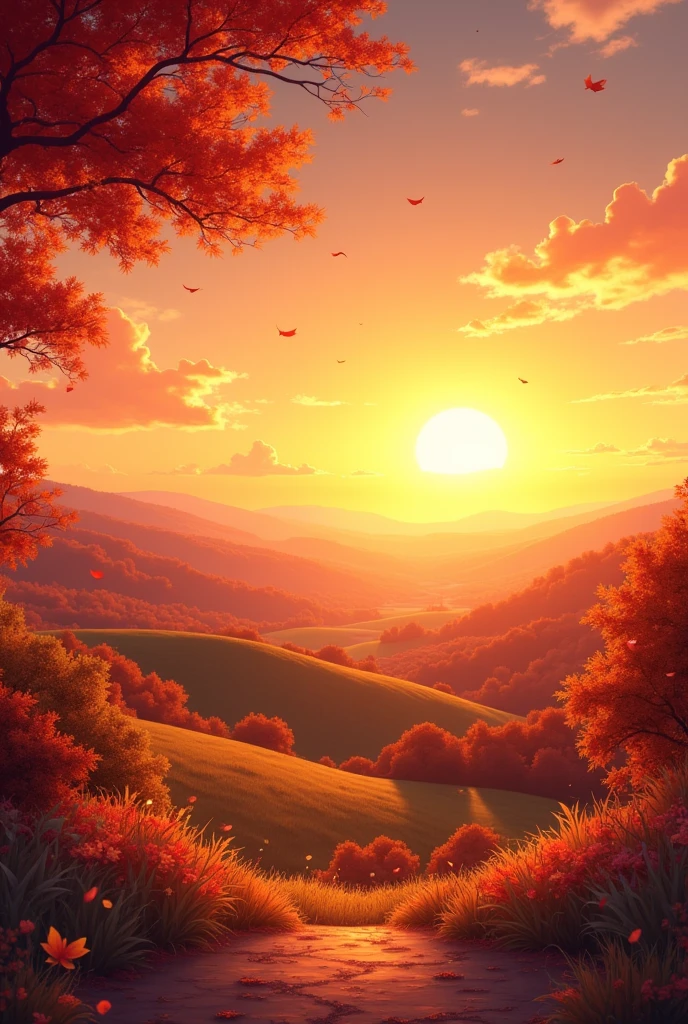 Sunset in autumn aesthetic