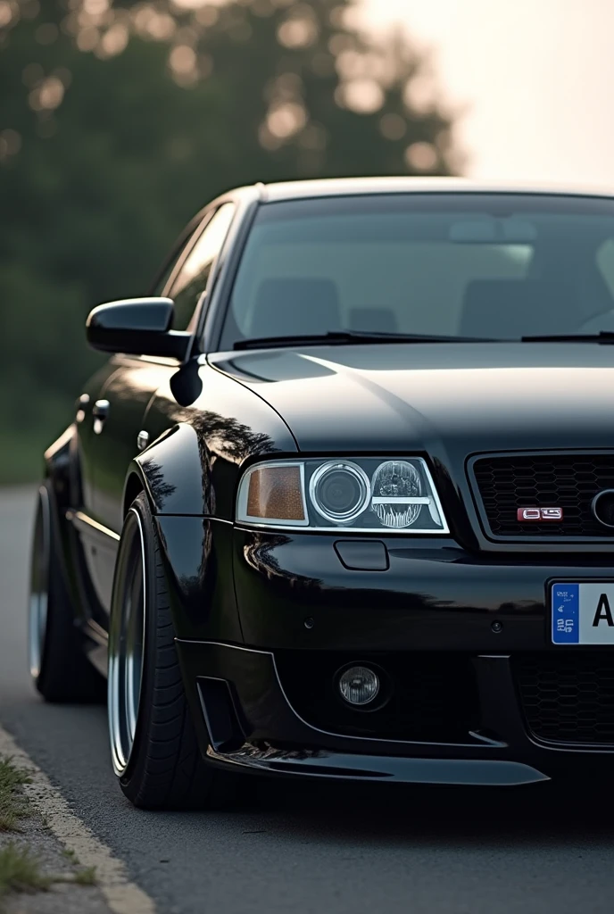 Audi A4 B5 1999 pre-facelift model.
With black angel eye headlights.
19 inch Oz Antares rims in grey