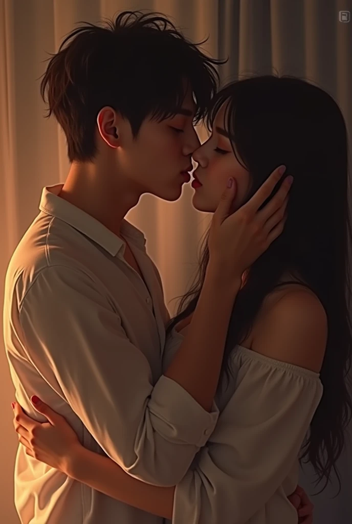 Jimin and Jungkook from BTS kissing