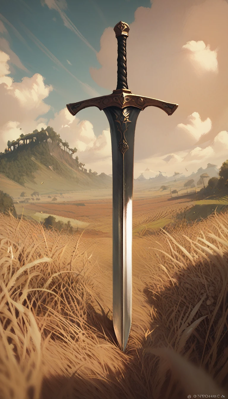 score_9, score_8_up, score_7_up, score_6_up, 1girl, detailed face, detailed eyes, holding up a huge sword, great sword, face focus, standing, dynamic pose, scenery, field background, gwentstyle, 