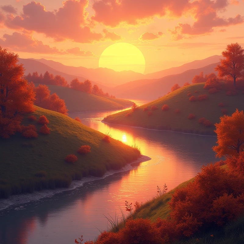 Sunset in autumn aesthetic