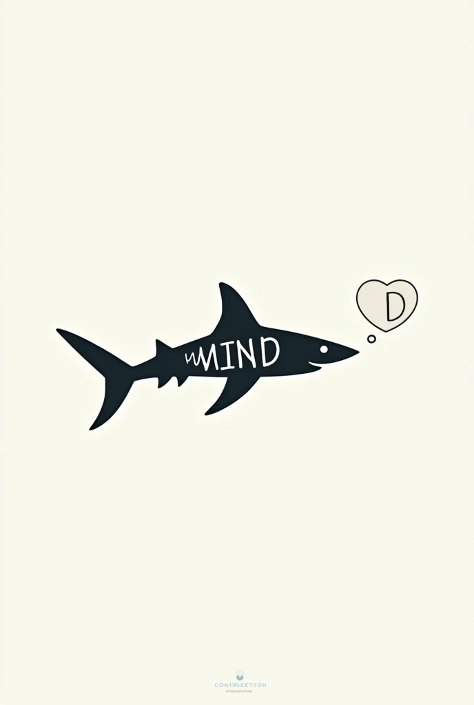 Image of a minimalist shark calligram created with the word MIND